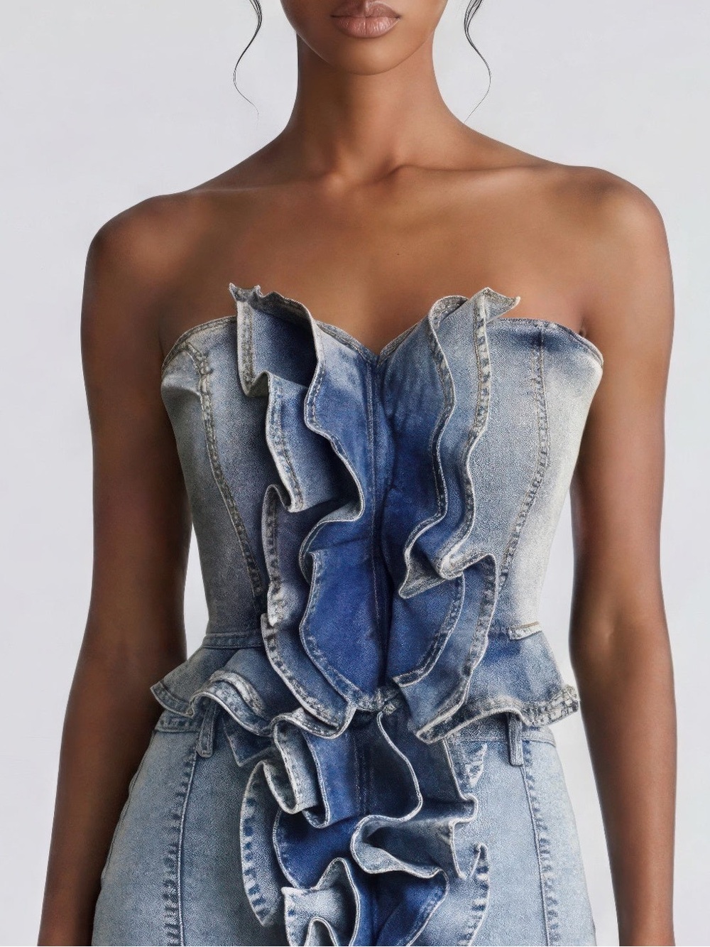 Rogue Cascade Denim Corset Top